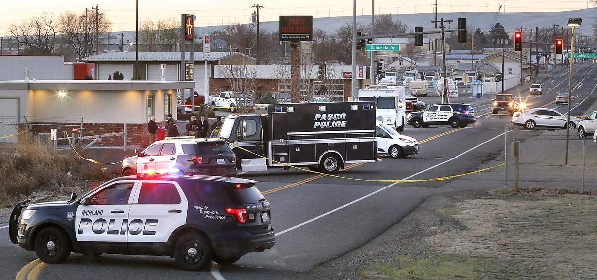 Investigators from the regional Special Investigations Unit worked the scene of the Feb. 9 fatal officer-involved shooting of Gordon Whitaker near Columbia Drive and North Fruitland Street in Kennewick.
