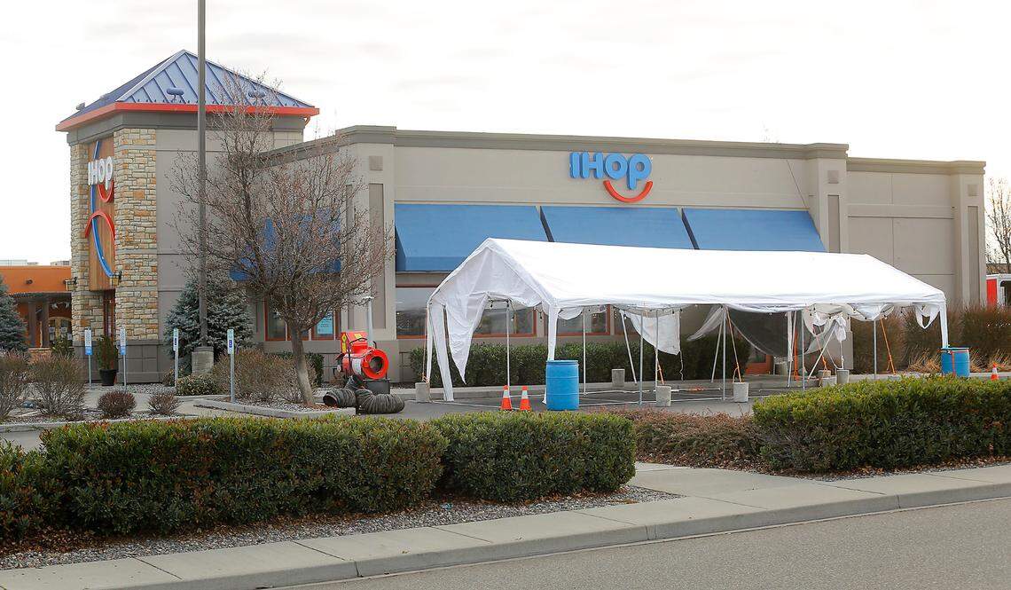 The IHOP restaurant at 6511 W. Canal Drive in Kennewick has created an outdoor dining area in the parking lot for the first time in mid-January. A number of Tri-Cities restaurants have found creative solutions to adapt outdoor areas for service during the ongoing coronavirus pandemic.