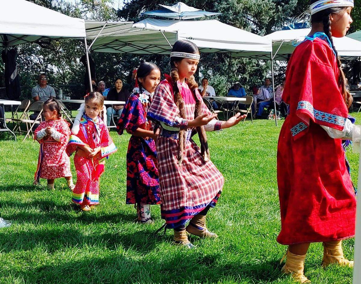Members of the Yakama Nation gathered Friday at the Wye Park in Richland near Bateman Island to advocate for salmon. They are calling for immediate removal of the earthen causeway to the island, which reduces water flow and increases water temperatures and sediment, fostering invasive plants and predatory fish.
