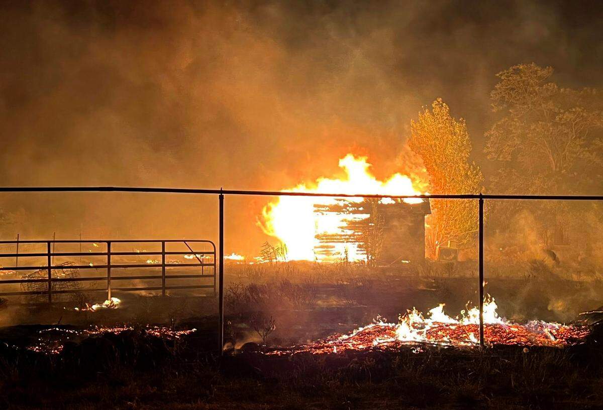 Benton County Fire District 1 responded on the Fourth of July to a wildfire with structures involved fire in the Finley area off Highway 397.