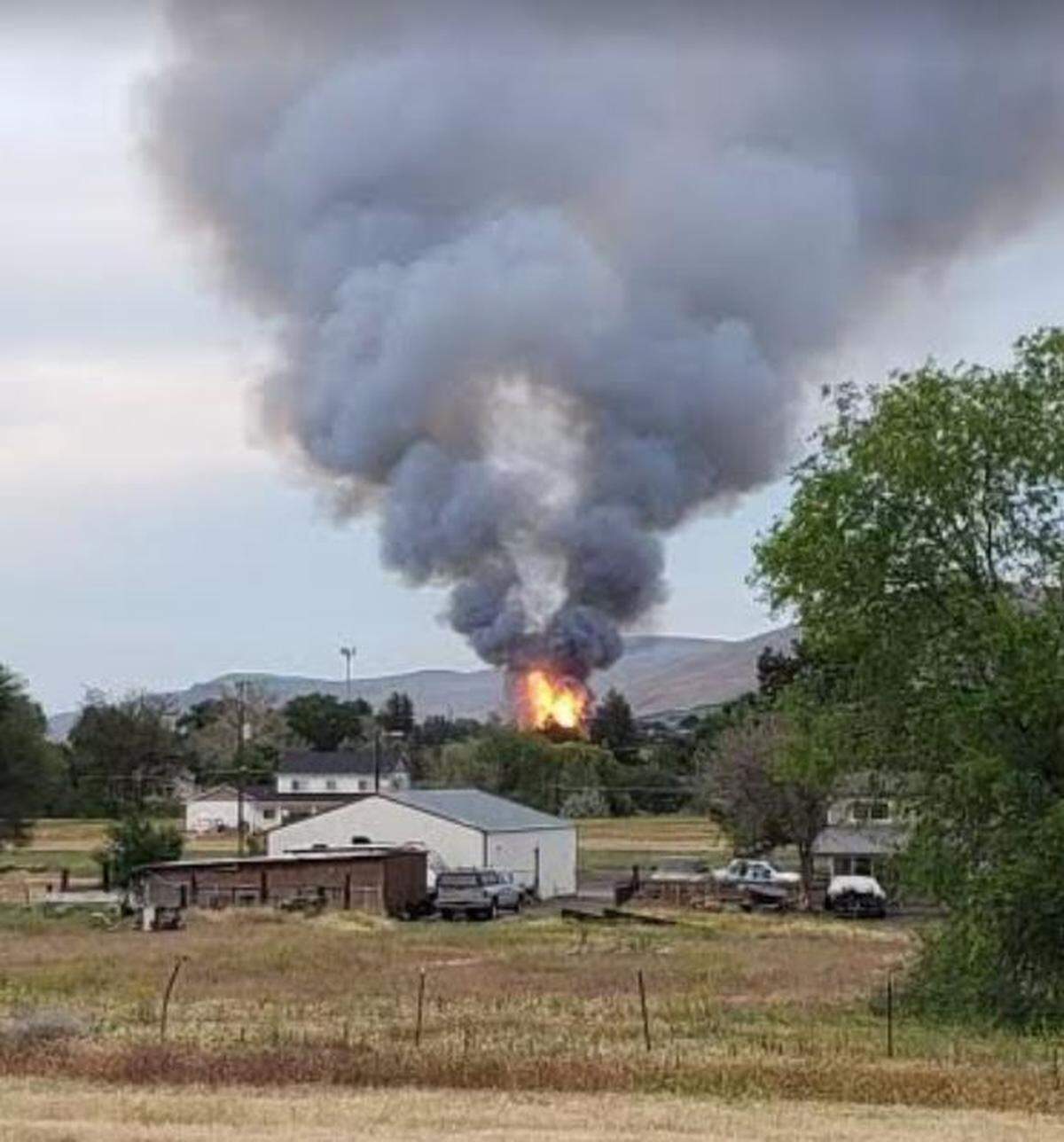 A grain silo was engulfed in flames Wednesday evening in Prosser, WA.