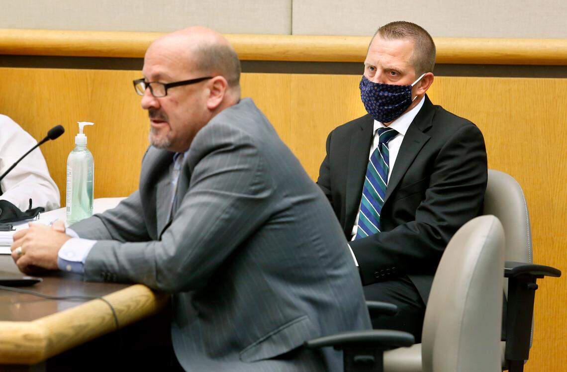 Sheriff’s Sgt. Jason Erickson, right, with union lawyer Alan Harvey filed the petition against Sheriff Jerry Hatcher that ultimately resulted in his recall.