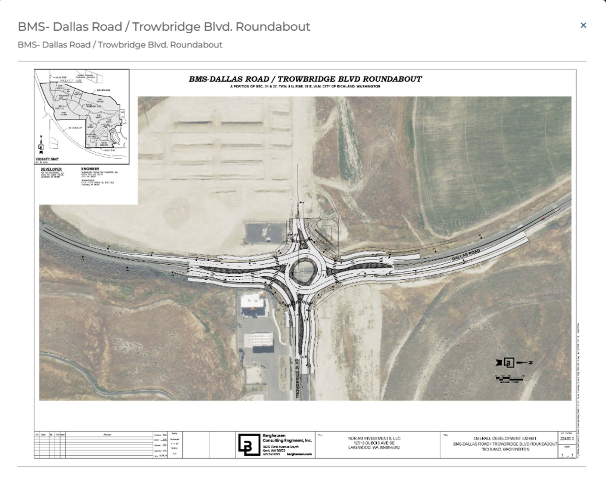 The city of Richland is building a roundabout at Dallas Road and Trowbridge Boulevard in the Badger South neighborhood.