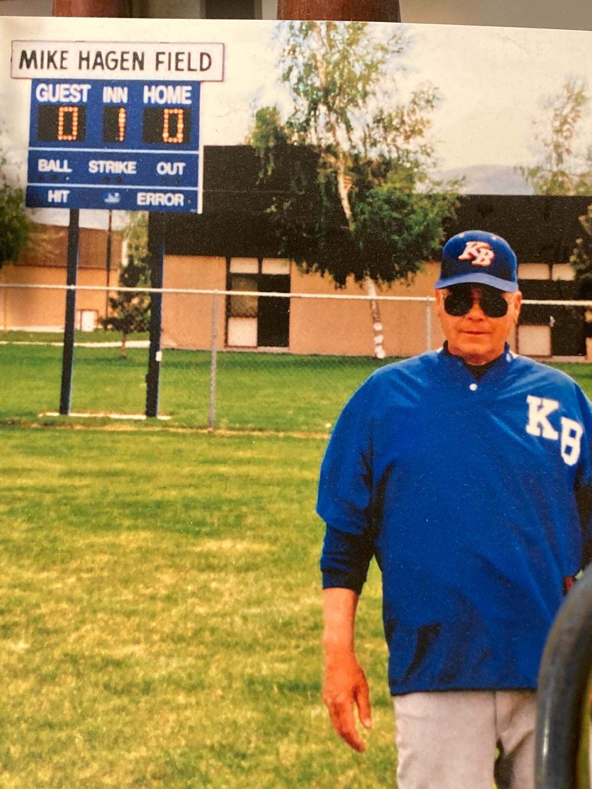 Mike Hagen, who coached 32 seasons of baseball at Kiona-Benton High School, has the school’s field named after him.