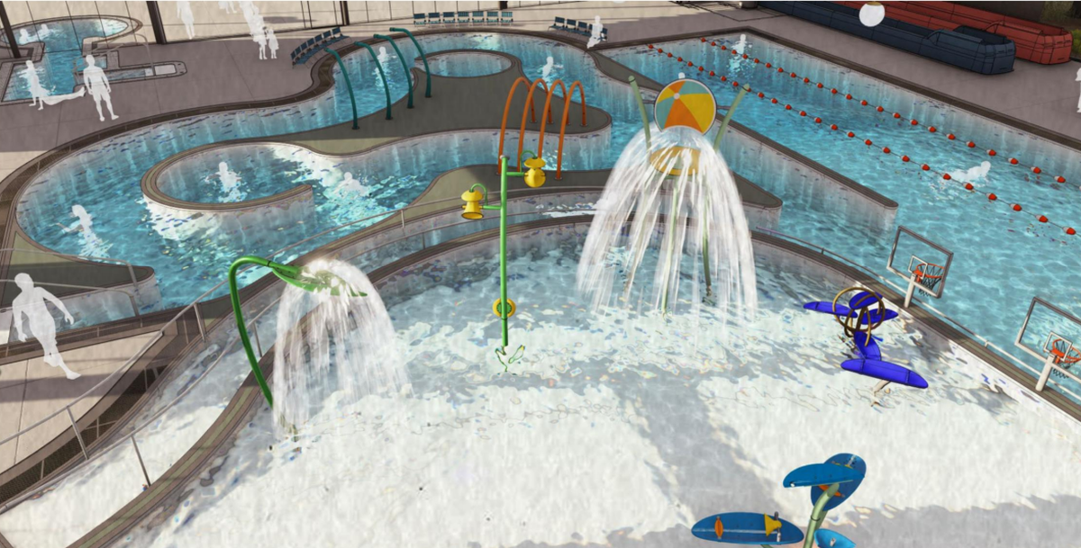 An interior rendering from NAC Architecture of the future Pasco Aquatic Center showing some of their tentative plans.
