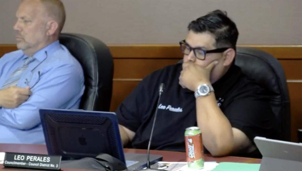 Pasco councilman Leo Perales at Monday's night council meeting at Pasco City Hall before the censure vote.