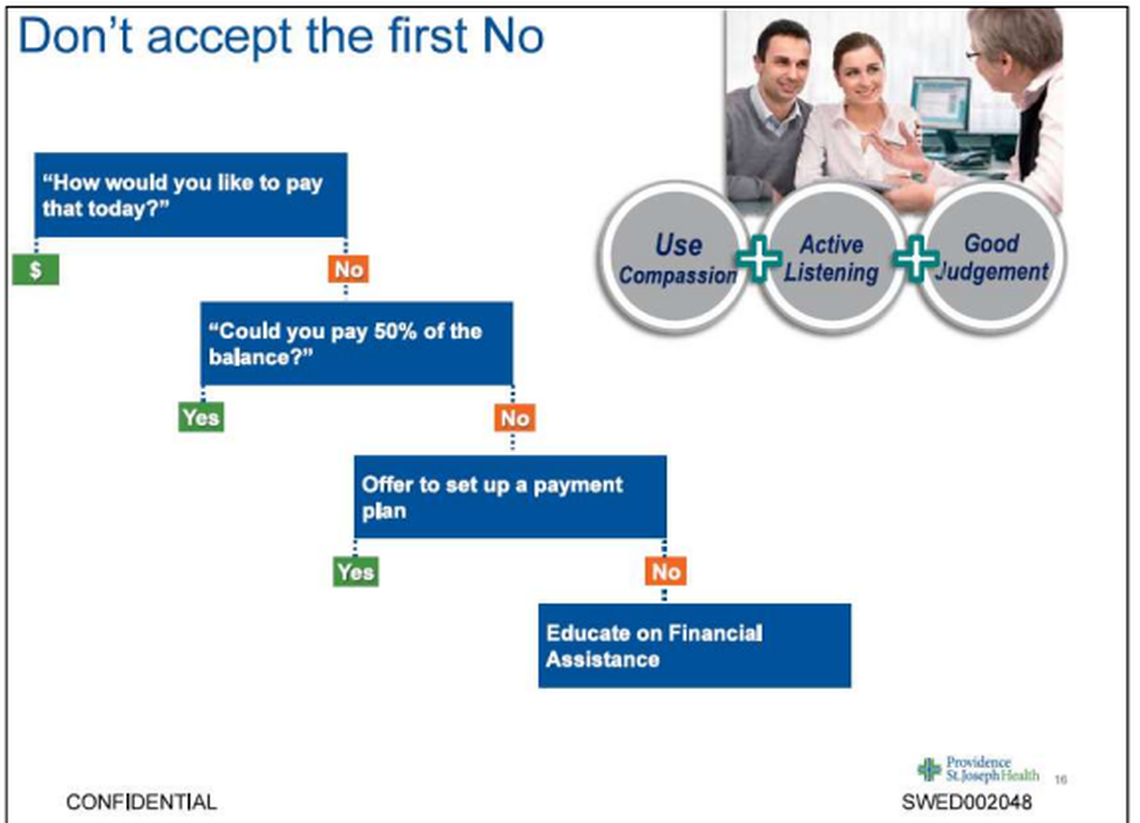 A slide used in Providence hospital staff training was included in a lawsuit filed by the state of Washington.