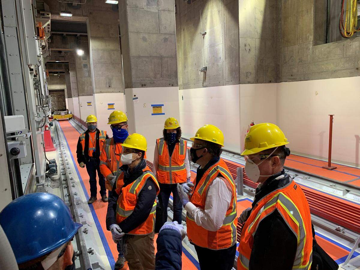 Department of Energy and Hanford officials tour the Hanford vitrification plant’s Low Activity Waste Facility, where construction has been completed. The plant is expected to be tested and ready to treat radioactive waste by the end of 2023.