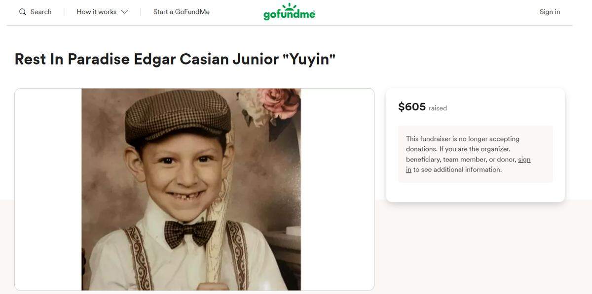 The GoFundMe account created for Edgar Casian.