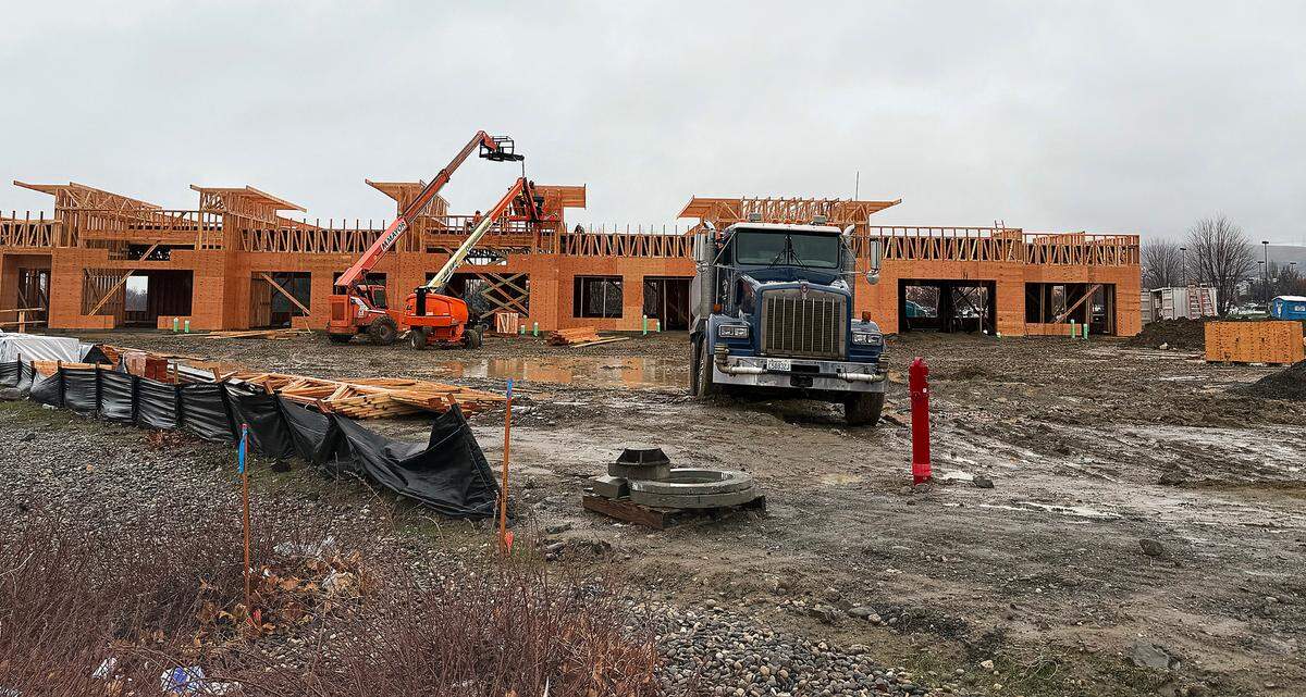 The eight-space retail Southridge Plaza is taking shape at 2403 S. Quillan Place off Highway 395 opposite Home Depot in south Kennewick