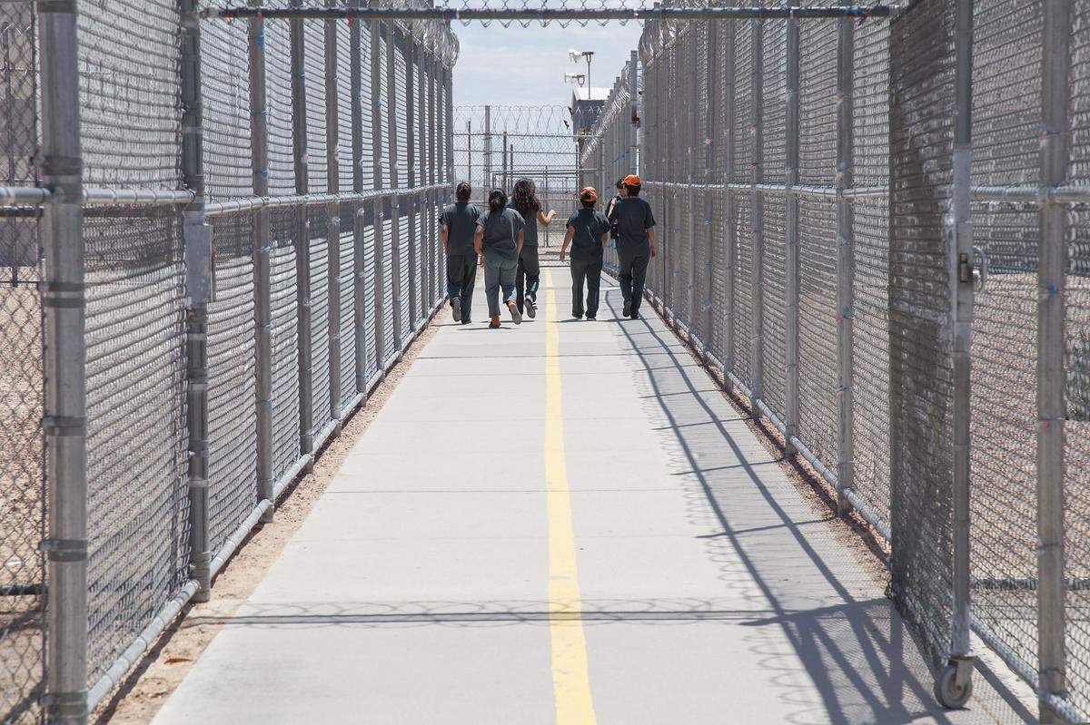 Immigrants at an Immigration and Customs Enforcement detention center.