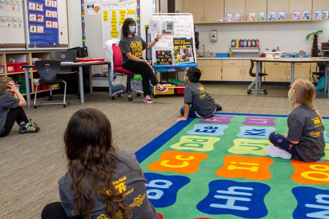 Kindergarten students returned to Tapteal Elementary in West Richland for in-person classes in October 2020.