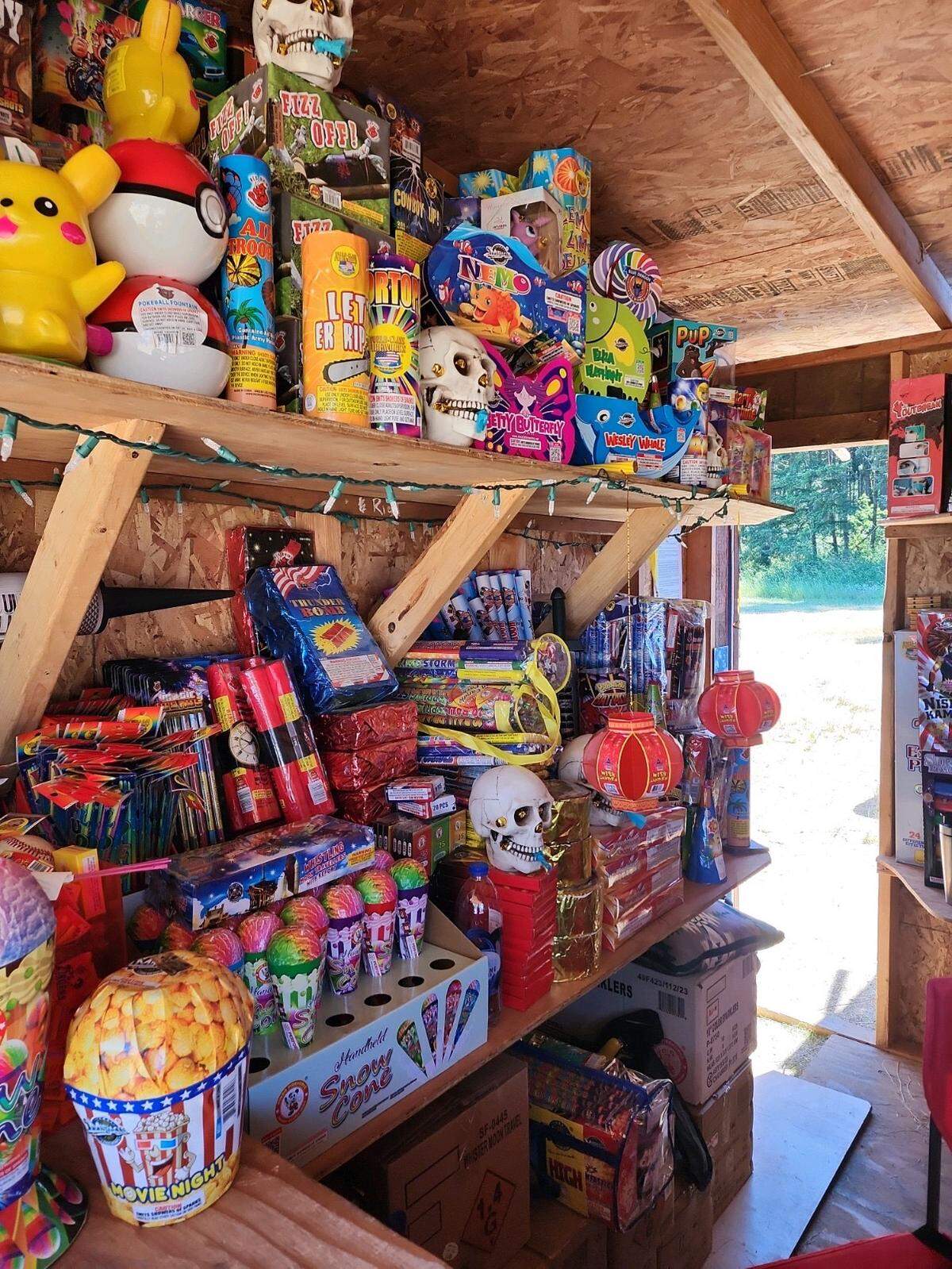 Some of the firework options available at Ohana Fireworks Stand on the Nisqually Reservation.