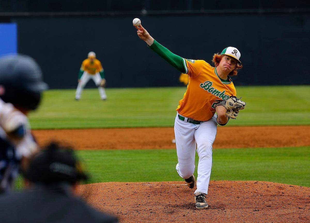 Richland’s Cameron Kallsen was starting pitcher against Olympia during Friday’s state 4A playoff game in Pasco.