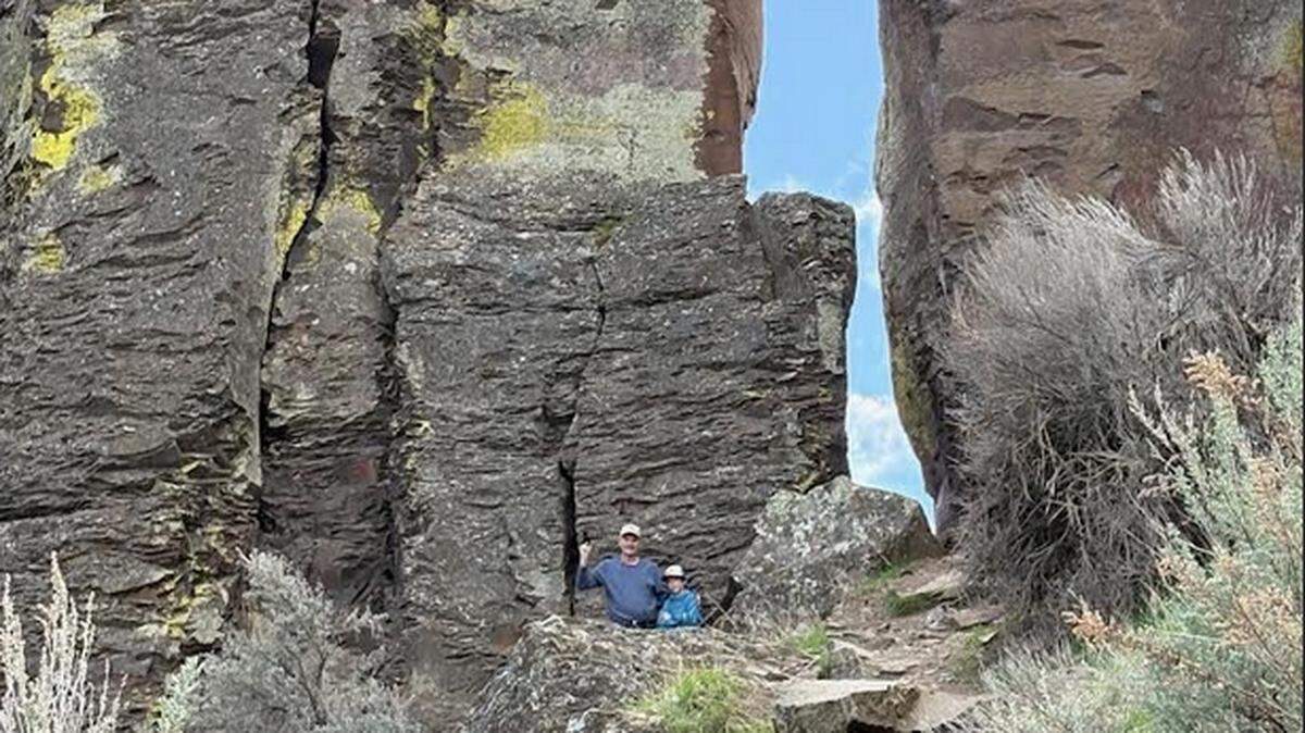 The Frenchman Coulee basalt columns (up to 75 feet high) are said to have been formed when Ice Age floodwaters flowed down the Grand Coulee and across the Quincy Basin.