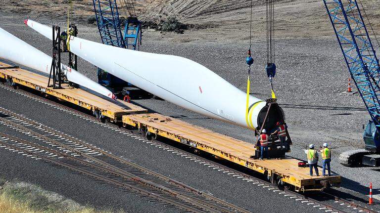 Why are those giant wind turbine blades being unloaded in Pasco?