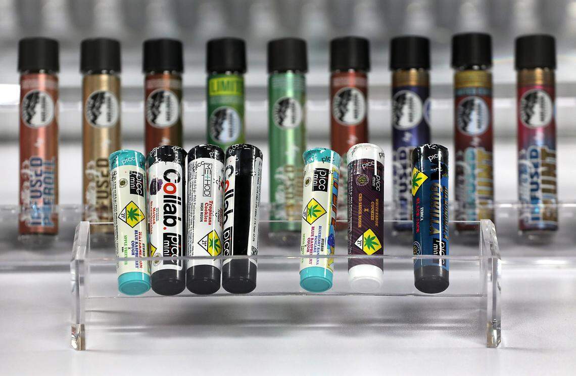 A display of cannabis products at the new Lucky Leaf Co. cannabis store in downtown Pasco. 