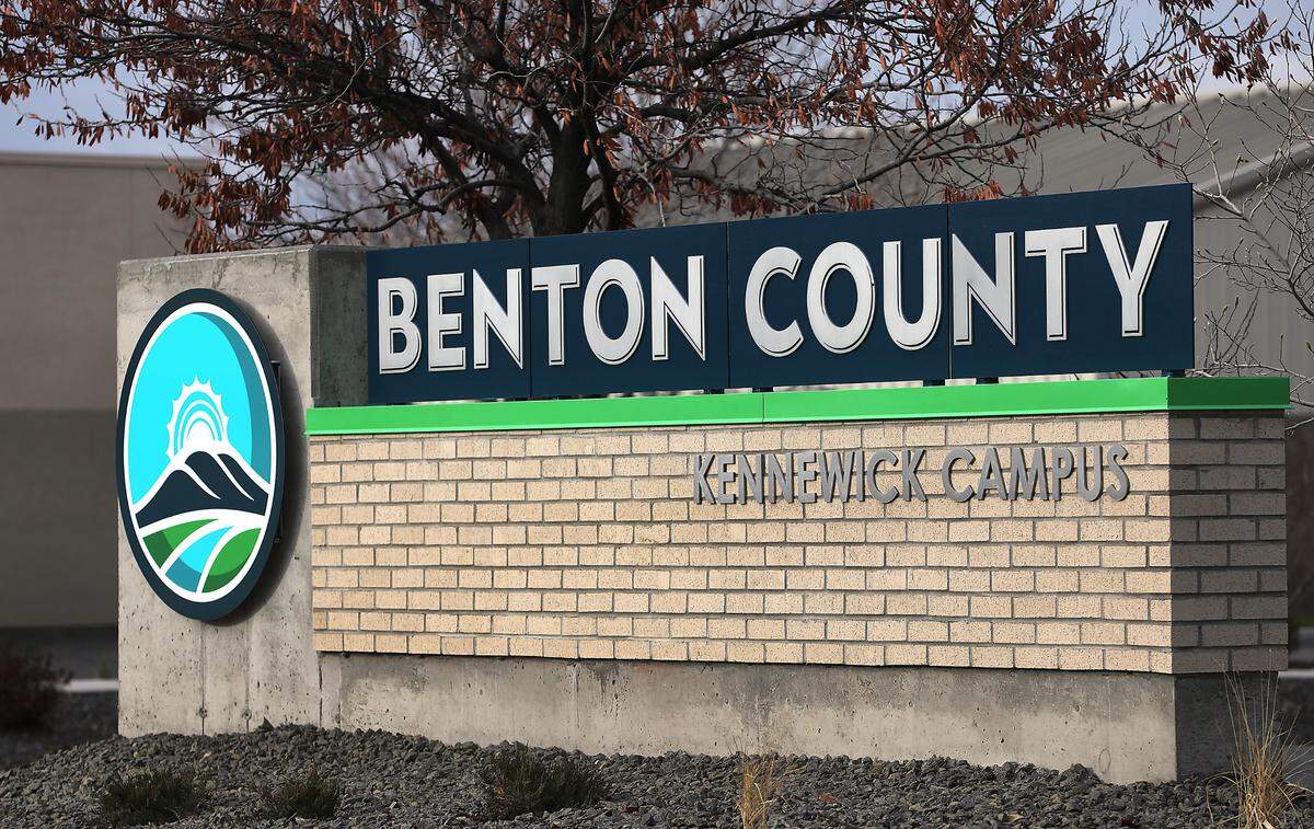 Sign for the Benton County Kennewick Campus that houses the jail, courthouse, administrative offices and elections center in Kennewick.