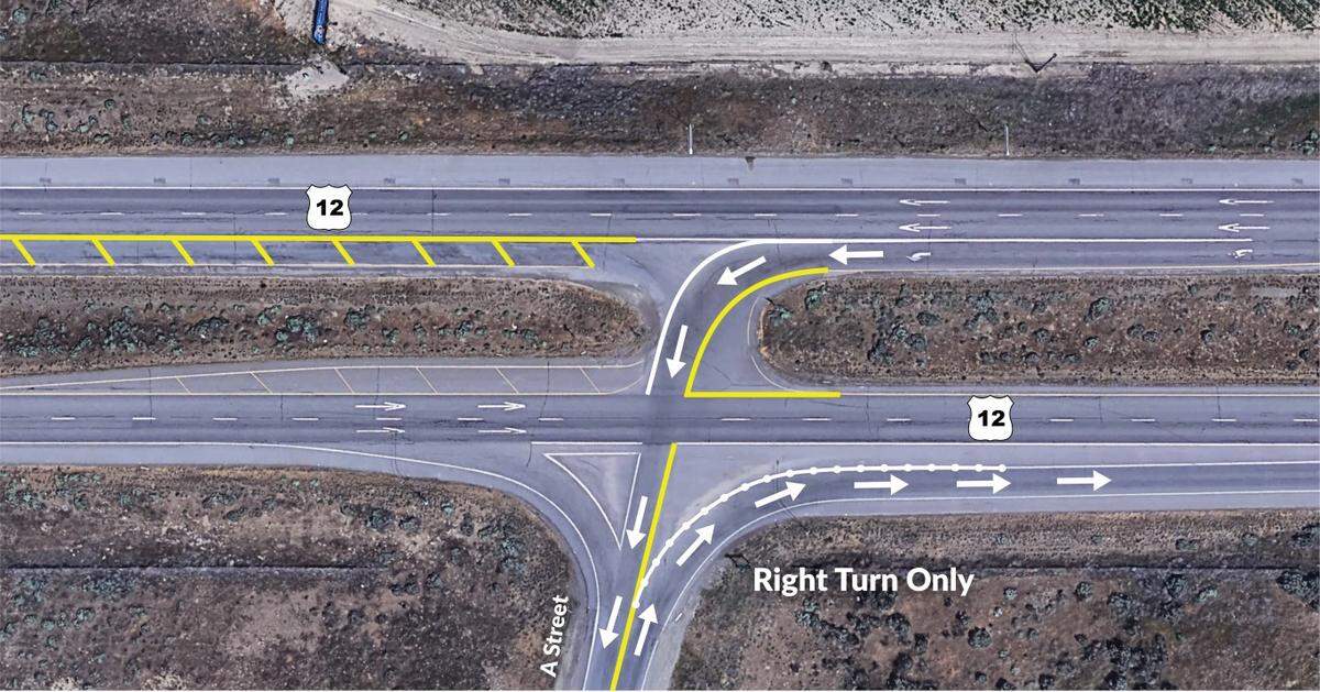 A state plan proposes to remove the option for people to turn left from A Street onto Highway 12.