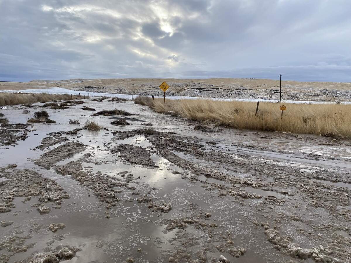 Melting snow on Highway 260 and Gill Road near Kahlotus made it difficult for drivers in Franklin County on Tuesday.