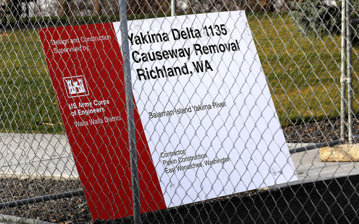 Temporary construction fencing has been installed at the Wye Park parking lot at 1604 Columbia Park Trail in Richland for the equipment staging are for the project to tear out the 500-foot-long causeway at Bateman Island.