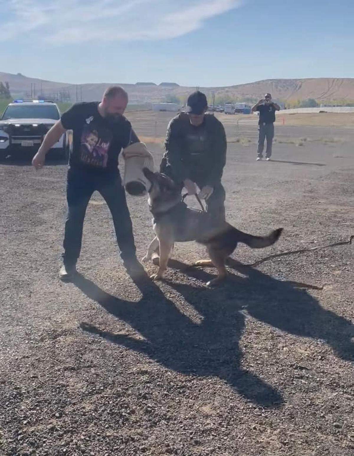 Brian McDowell had his arm bit a Benton County Sheriff’s Office police dog during his daughter’s Chief for a Day event.