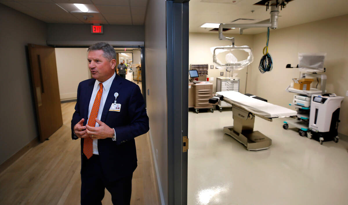 Craig Marks, CEO of Prosser Memorial Health, stands in the hallway outside of a surgical room in the Prosser Surgical Speciality Clinic in the new hospital building at 200 Prosser Health Drive.