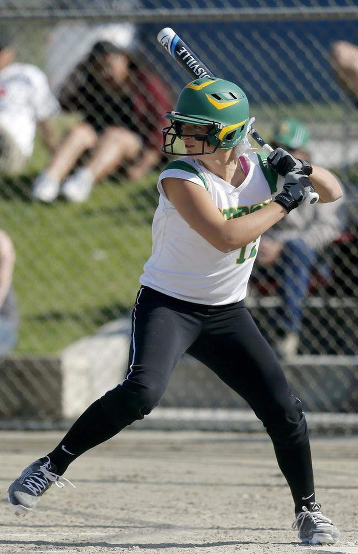 Richland High School’s Abby Perryman (12) takes a swing at bat Friday during a game against Kamiakin at Lawrence Scott Park in Kennewick. Richland took the Mid-Columbia Conference title with a 16-4 victory.