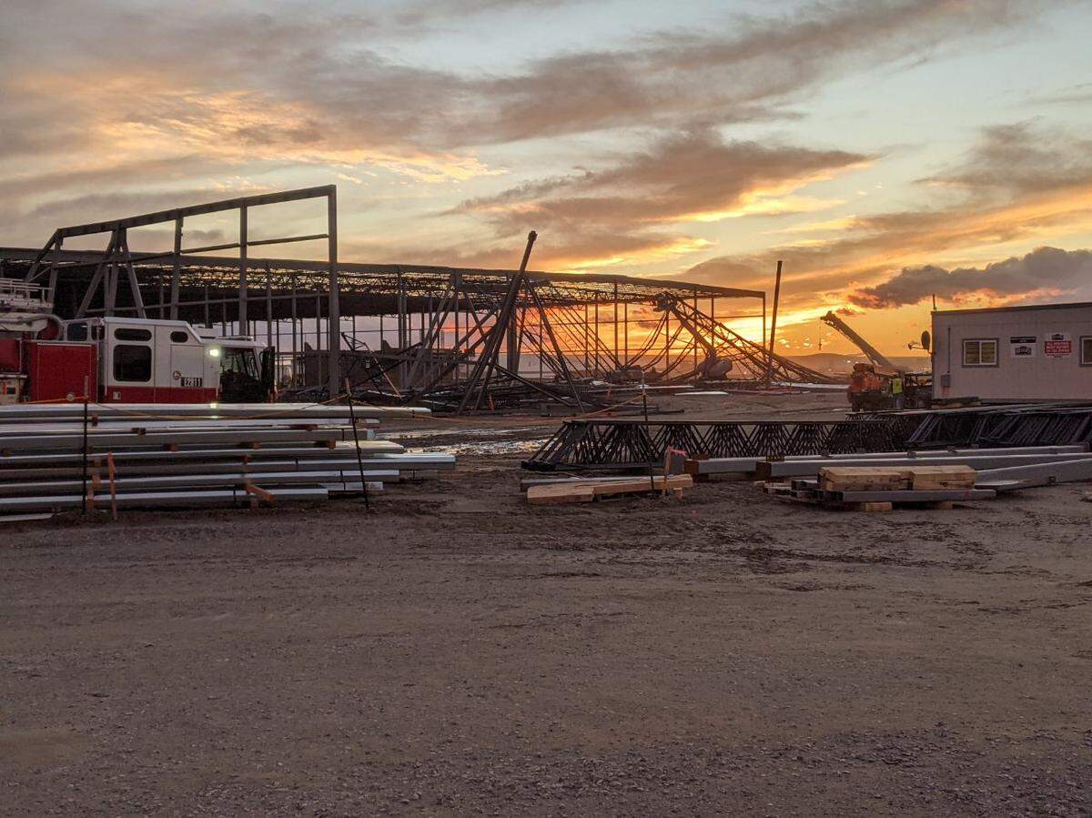Pasco rescue crews responded to a building collapse at the construction site of a new processing plant for Reser’s Fine Foods.