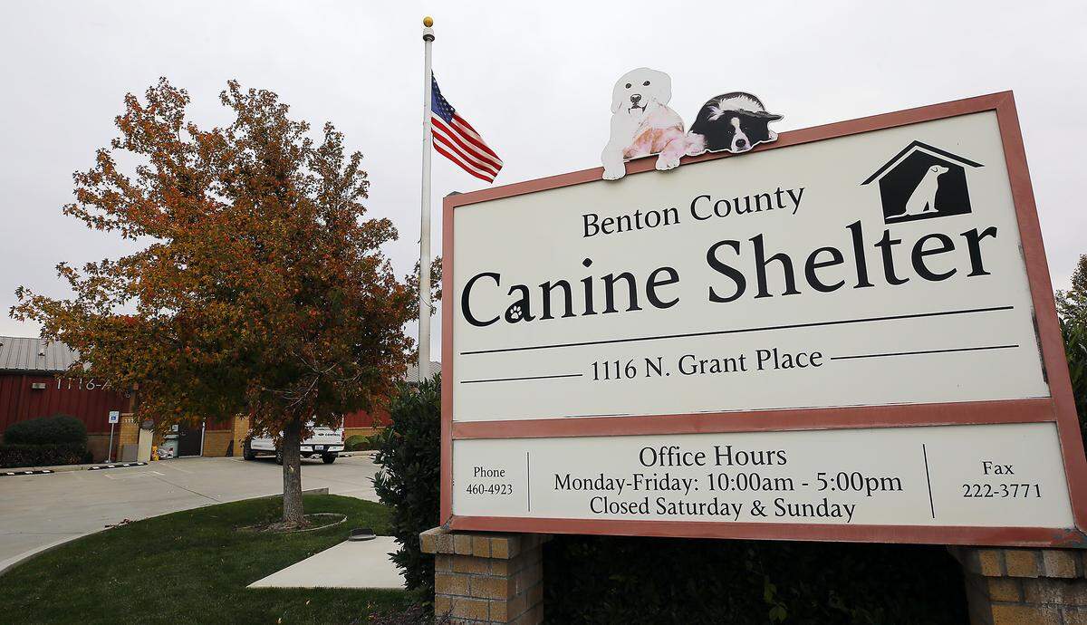 The  Benton County Canine Shelter is at 1116 N. Grant Pl. in Kennewick.