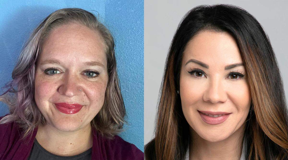 Write-in Democratic candidate Lindsey Keesling, left, of Yakima, and Pasco Republican candidate Nikki Torres.