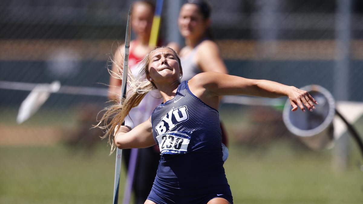 Former Connell standout Ashton Riner won the UNLV Spring Open last weekend for javelin throwing. This 2018, photo shows when she placed 11th in the javelin for BYU at the NCAA Track and Field Championships in Eugene.