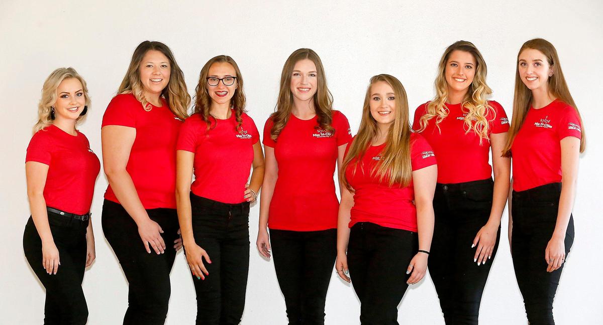 The 2019-20 Miss Tri-Cities contestants, from left, were: Abigail Faulk, Caasi Palmer, Shayela Pottle, Rachel Sorenson, Katherine Schultz, Emily Skadorwa and Julia Kleinbach. Not pictured is: McKenzie Kennedy.