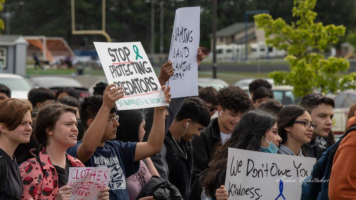 About 130 students at Chiawana High School staged a walkout to bring awareness to sexual assault and a need for education in the Pasco School District.