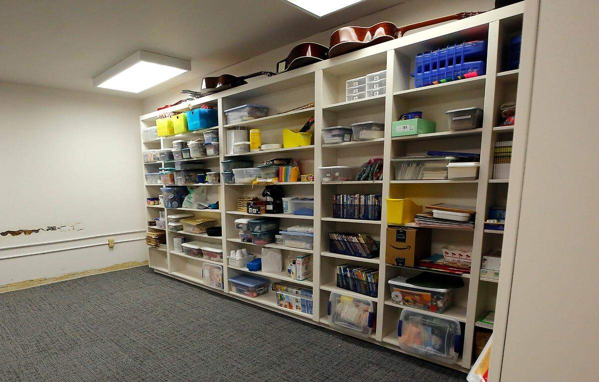 This basement room in used for arts and crafts.