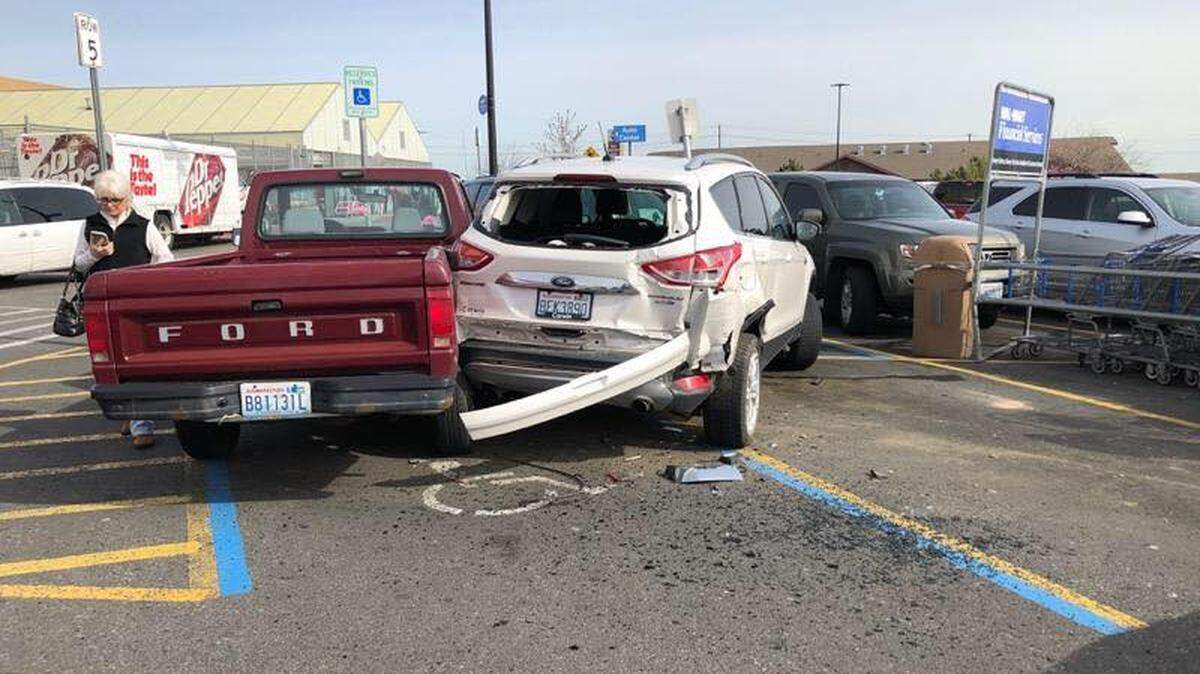 An elderly driver lost control in the Walmart parking lot in Kennewick on Thursday morning, smashing into seven other cars.