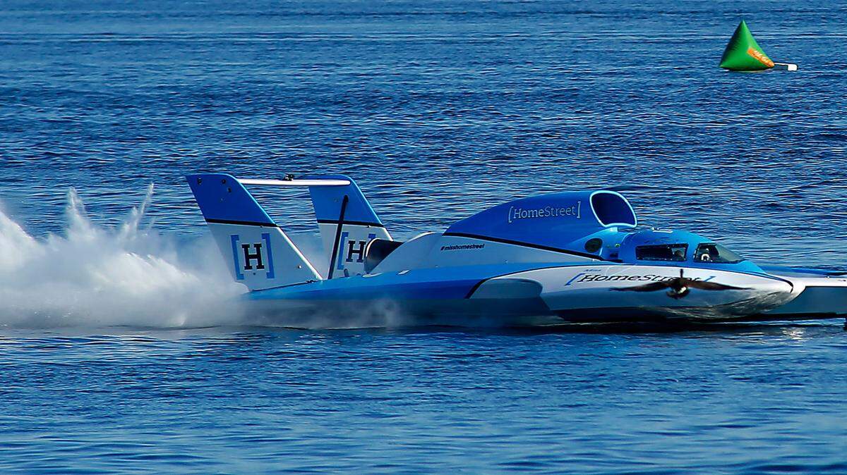 The U-1 Miss Homestreet unlimited hydroplane is pictured on the Columbia River in this 2021 file photo.