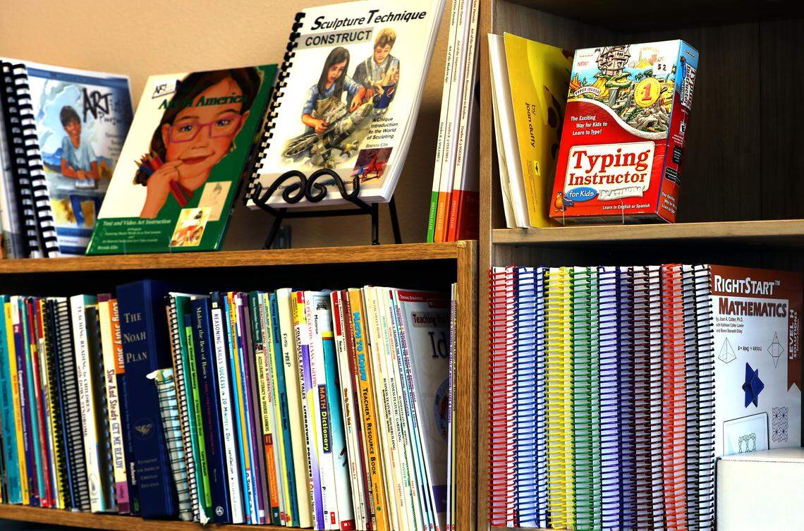 A wide selection of books are available in the cirriculum library section at the Teach the Children Homeschool Resource Center in West Richland. 