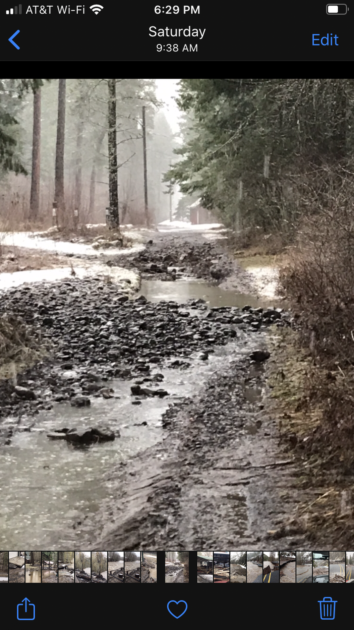 The Umatilla River flooded the Bar M Ranch near Pendleton on Feb. 6. Water continued to run through the ranch two days later.