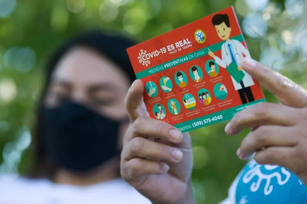 The Latino Center for Health has launched a study to better understand the impact of long COVID on Hispanic residents of Washington state. Shown is a 2020 Yakima Spanish language information campaign.