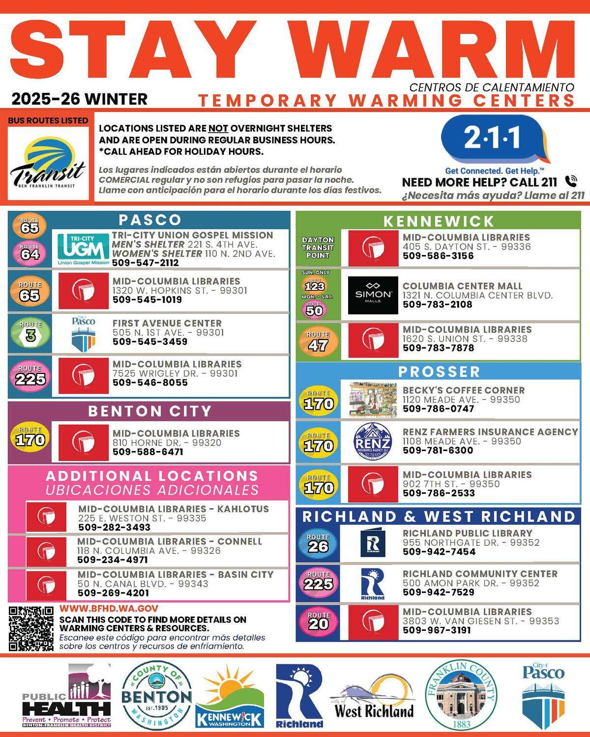 Tri-Cities area warming centers