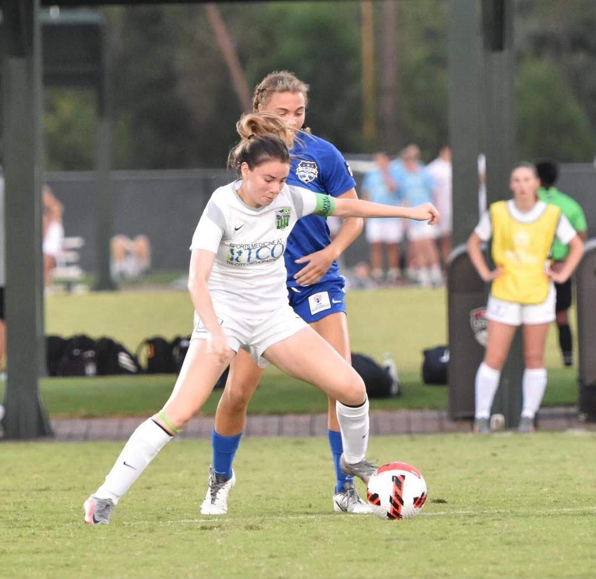 Three Rivers Soccer Club Black squad player Violet Duran is pictured playing at nationals.