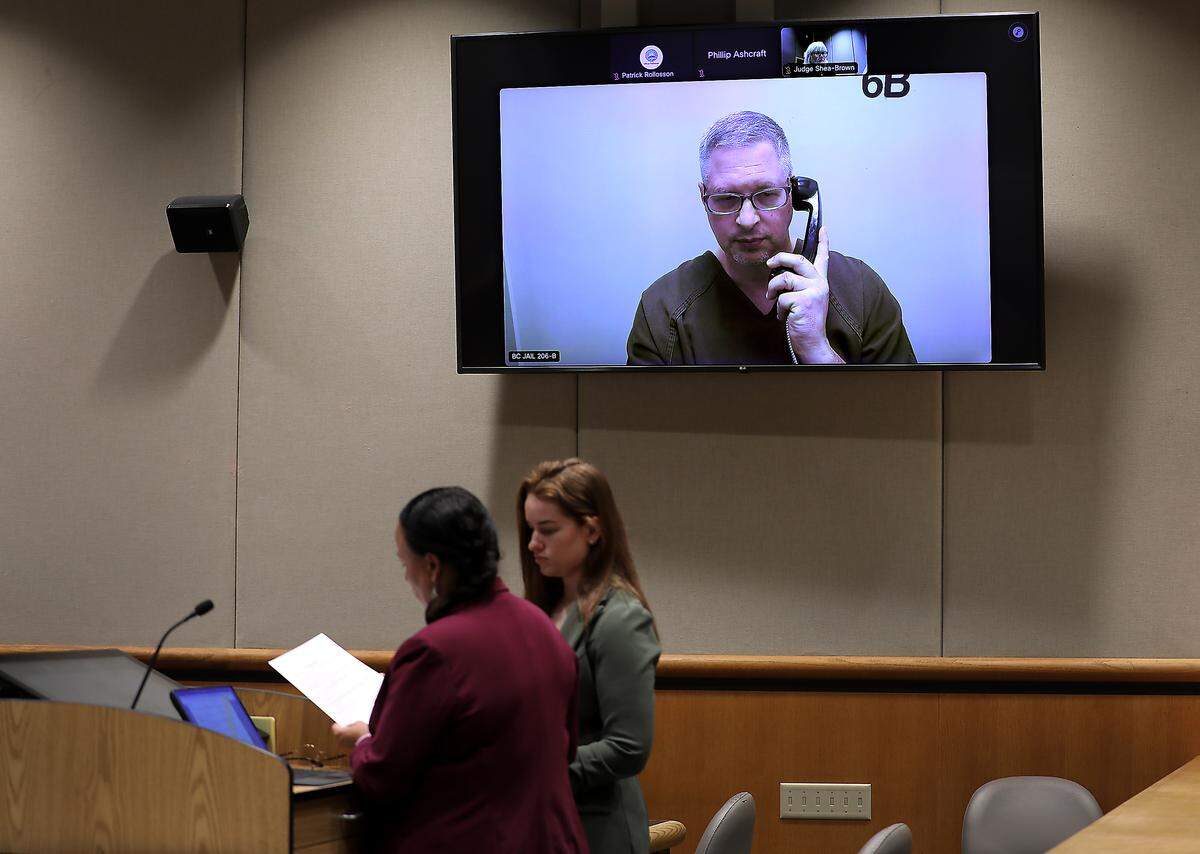 Tri-Cities paraeducator and pastor Kevin R. Johnson, 54, appears via video Tuesday afternoon for his preliminary hearing in Benton County Superior Court. 