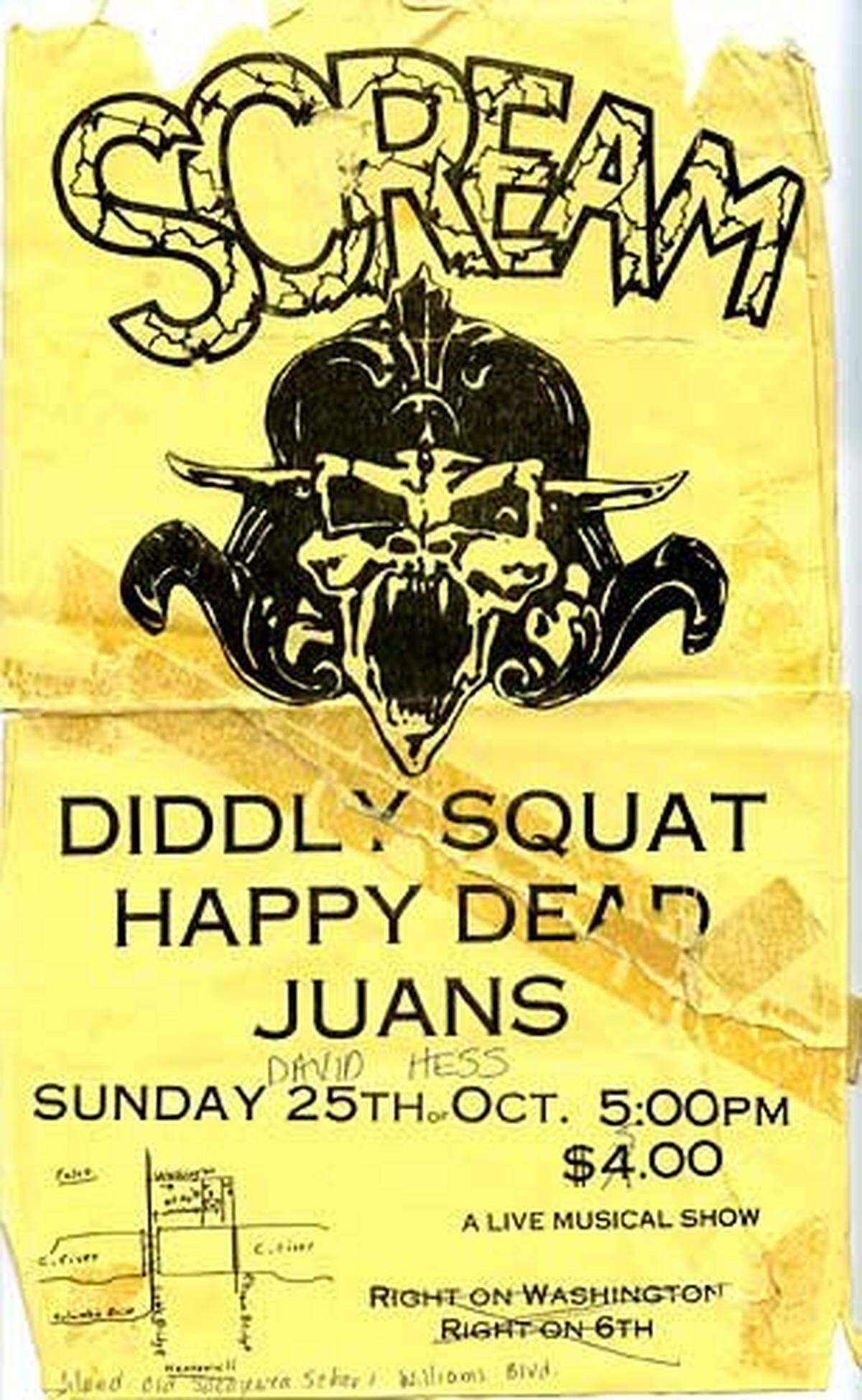 Before joining Nirvana, Dave Grohl’s D.C. punk outfit Scream performed in the Tri-Cities in 1987 on the same bill as Diddly Squat in Richland.