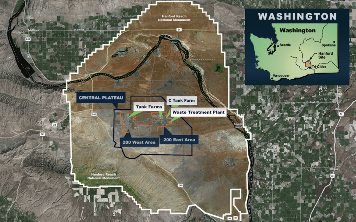 Hanford covers 580 square miles in eastern Washington state.