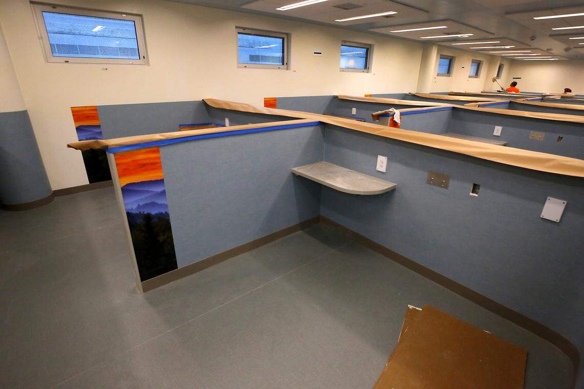 The 23-Hour observation area at the Columbia Valley Recovery Center in downtown Kennewick includes open cubicles. 