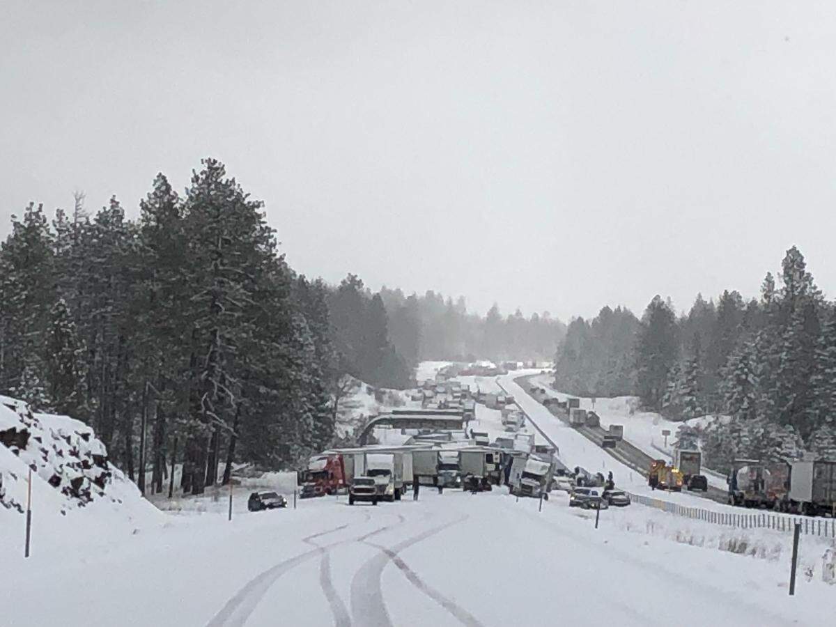 Multiple crashes closed down I-84 on Monday in Eastern Oregon.