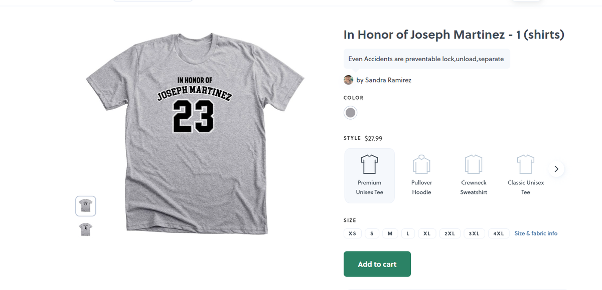 Sandra Ramirez has been trying to raise money by selling shirts. The money will be used to help with legal costs.