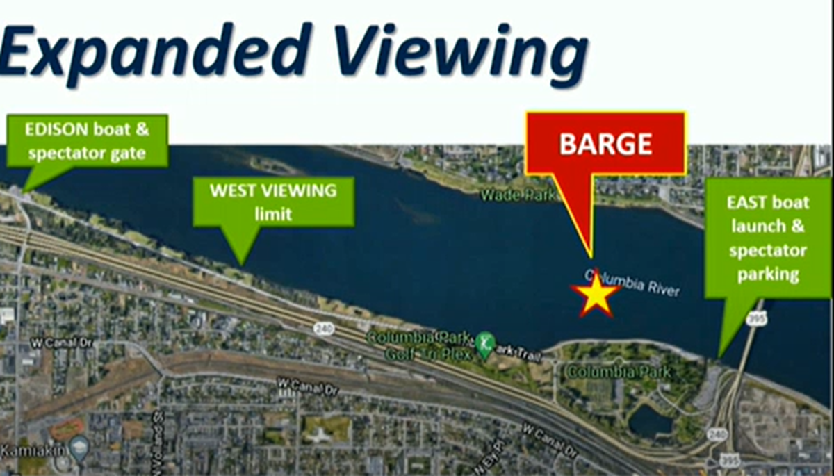 Tentative plans for the River of Fire show has fireworks again launched from a barge in the Columbia River at Columbia Park in Kennewick,