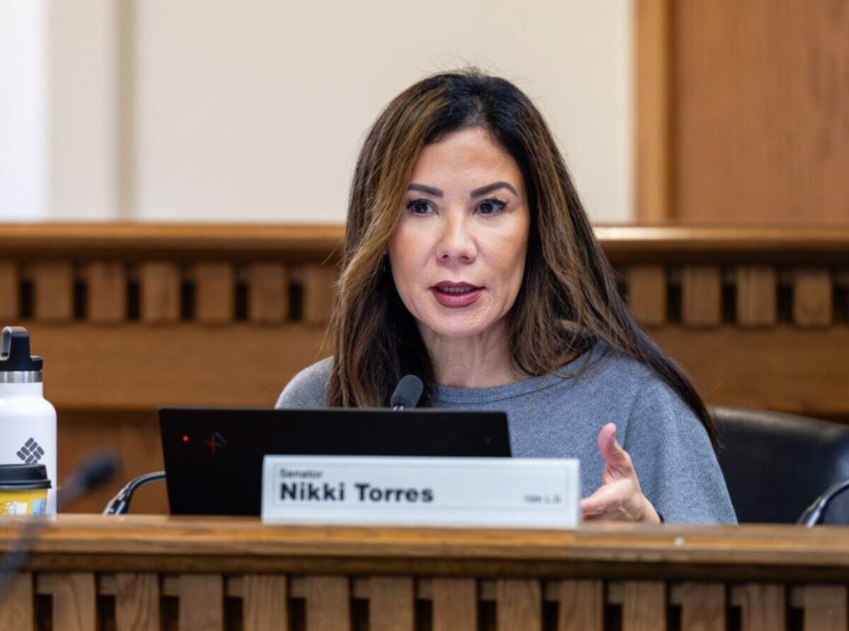 State Sen. Nikki Torres, R-Pasco, on the Senate floor in the Capitol Building in Olympia.